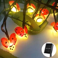 5m 20led solar string lights ladybug shaped christmas tree decorative fairy lights waterproof holidiay garden lawn decoration