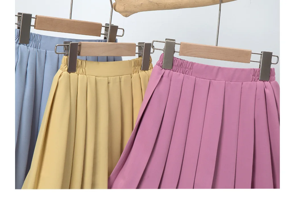 

PPXX 3-12Y Girl Pleated Skirt School Wear Children Clothing Dance Training Teen Girls Skirts with Shorts Falda Kids Clothes