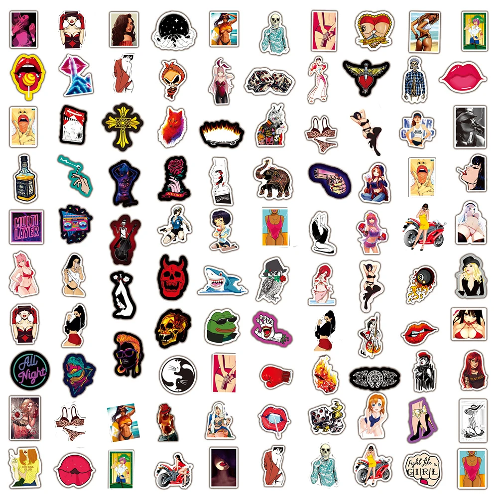 103050100pcs waterproof tease vulgar sexy beauty girls stickers car bike luggage laptop motorcycle graffiti sticker kids toy free global shipping