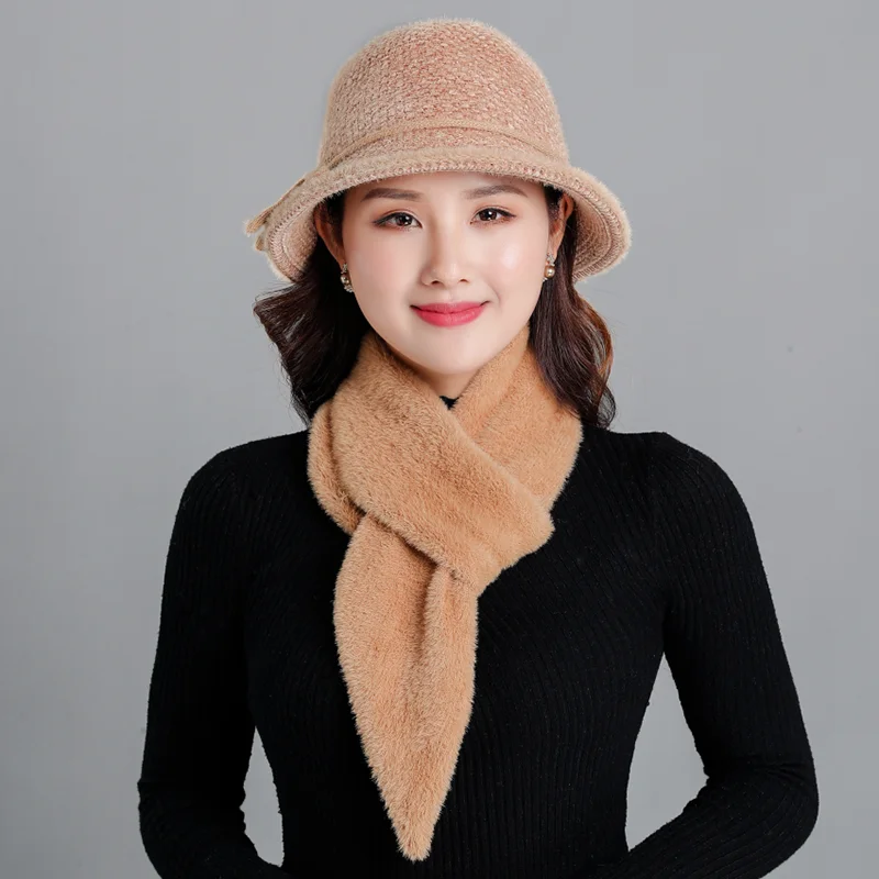 Женская зимняя шапка шарф 2019 Новая Винтажная шенилловая вязаная Панама