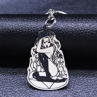 2022 stainless steel witch punk pentagram keychain silver color pants chain jewlery acero inoxidable joyeria mujer k4044s06