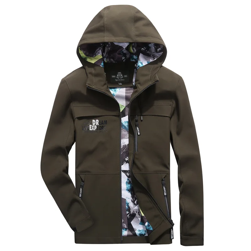 

Autumn Hooded Jacket Men Military Casual Coat Men Windbreaker Outwear Plus Size M-4XL Veste Homme Mesh Liner Breathable Jackets