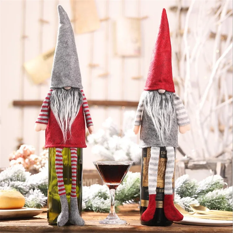 

Christmas Wine Bottle Covers Santa Claus Snowman Reindeer Patterns Design Tableware for Christmas New Year Decoration