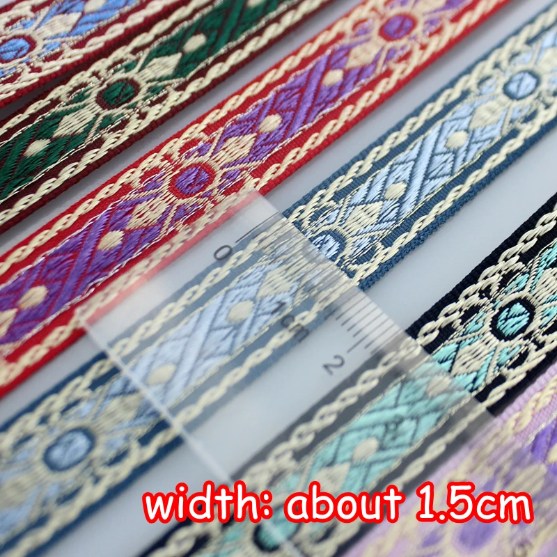 8 ярдов 1 5 см Широкий этнический жаккардовый тесьма Национальный швейный