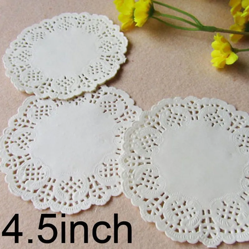 4.5inch 100 шт Круглые Цветочные подстилки, бумажные подстилки, маслопоглощающие бумажные кружевные белые подстилки, вечерние подстилки для десерта - Цвет: 4.5inch