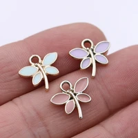 10pcs enamel dragonfly charm pendant for jewelry making necklace bracelet accessories diy craft 15x14mm
