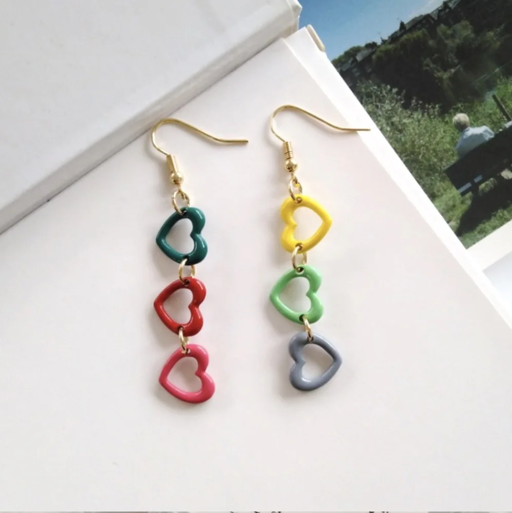 Милые серьги E-Ling карамельных цветов Мультяшные сердца висячие для женщин и