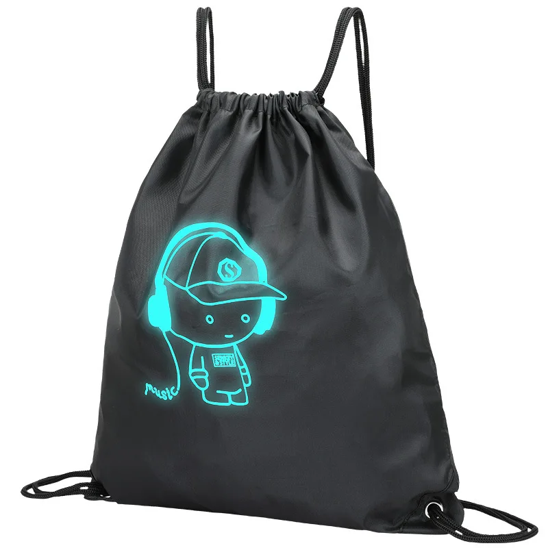 drawstring Новая Студенческая школьная сумка рюкзак со светящимся рисунком на тему аниме для мальчиков и девочек Многофункциональный usb зарядный порт и замок Школьная Сумка Черный - Цвет: drawstring