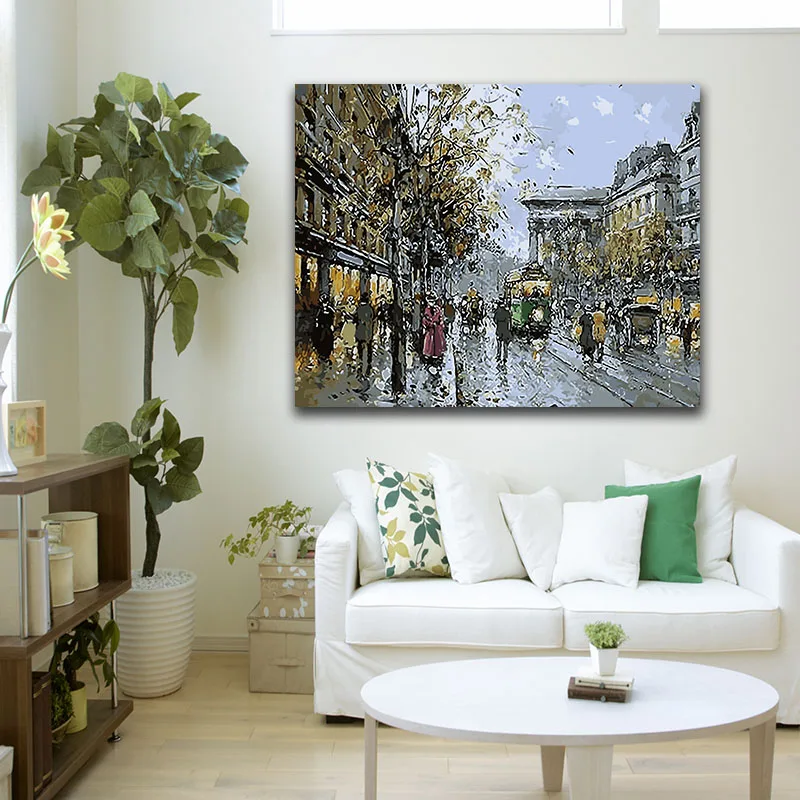 Сделай Сам картинки для раскраски по номерам с цветами Париж улица вид