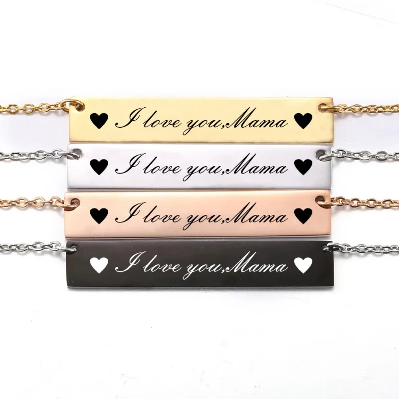 Новые часы из нержавеющей стали с буквенным принтом на заказ подвеска I love you Mama ID