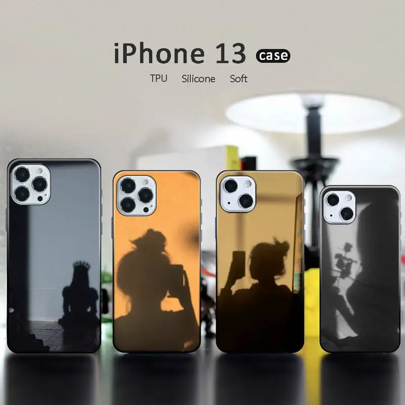 

girl shadow Phone Case for iphone 13 12 11 pro mini XS max 6 6s 7 8 plus X XR soft TPU coque shell funda Temptation Sexy Cute