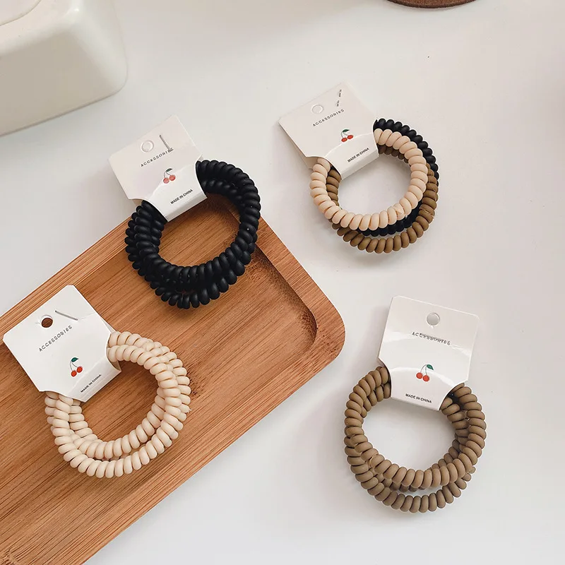 

1 Set Elastic Telephone Wire Hair Bands Girl Woman Hair Accessories Rubber Band Headwear Hair Rope Spiral Shaped Hair Ties