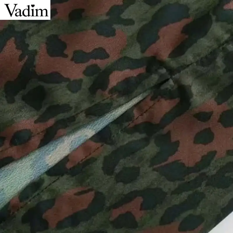 Vadim женское леопардовое винтажное платье миди с животным узором поясом карманами