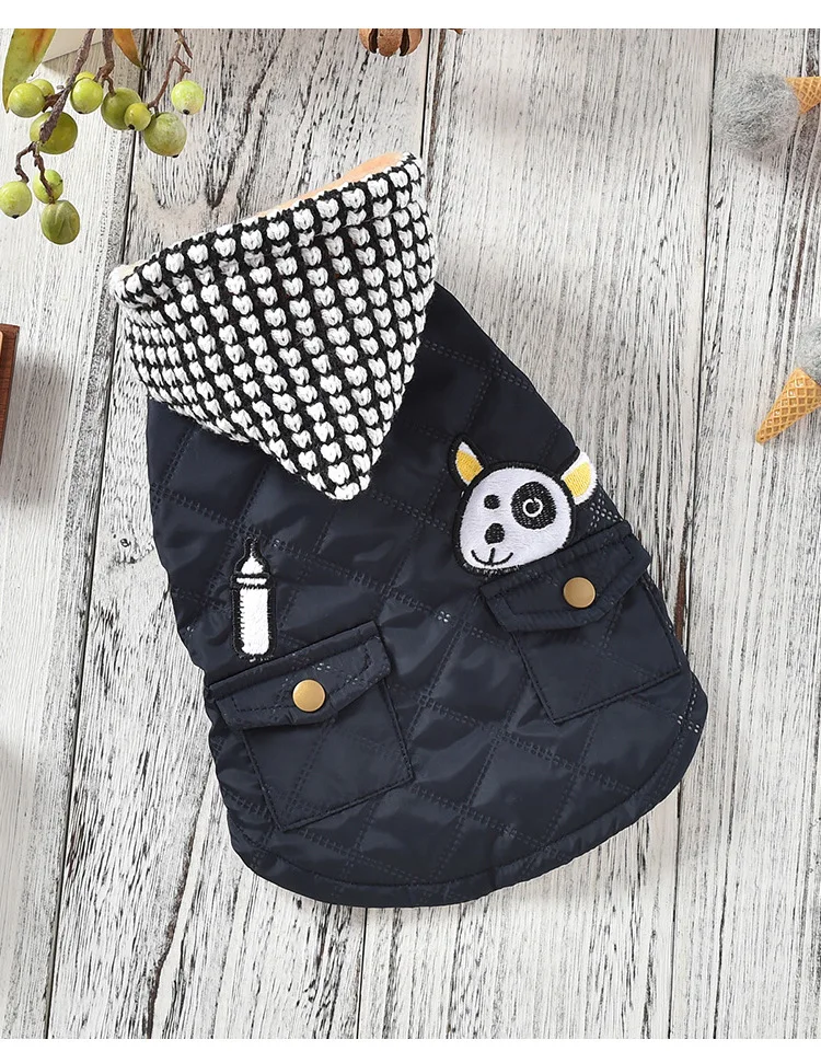 Одежда для собак на осень и зиму одежда домашних животных с шапкой пальто синего