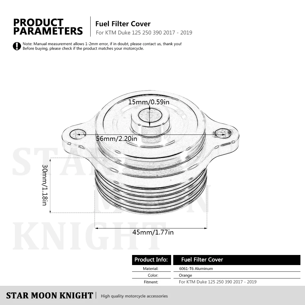 Оранжевая крышка топливного фильтра статора двигателя мотоцикла алюминиевая CNC