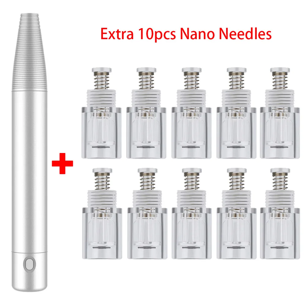 Machine-10pcs Head Dr ручка Дермо ручка машина МТС перезаряжаемая Дерма-ручка Microagulhamento ручка нано микроиглы головка профессиональное оборудование для красоты - Цвет: Machine-10pcs Head