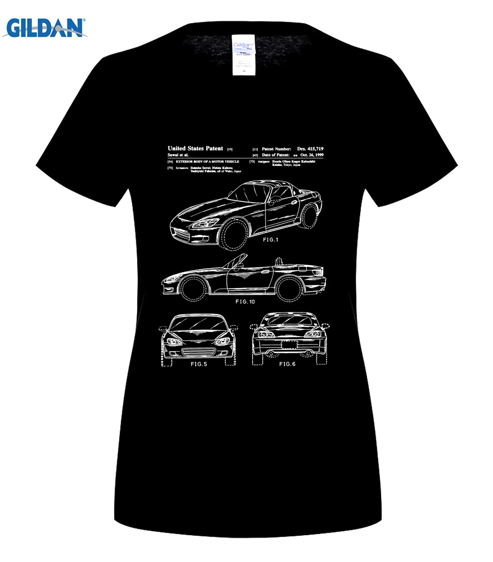 women black Honda S2000 патент белая футболка - Цвет: women black
