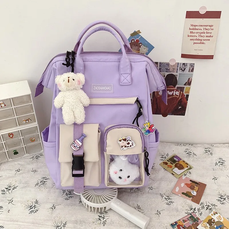 

2021 Fashion Backpack Women Waterproof Candy Colors Backpacks School Book Bags For Teenage Girl Cute Large Capacity Travel Bag