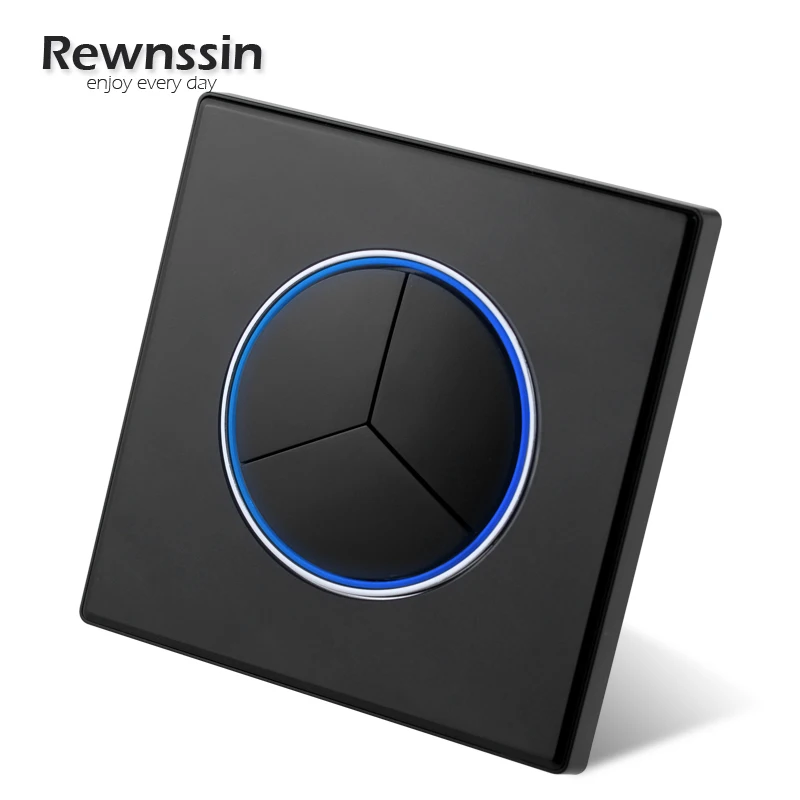 Circle LED Indicator Power Socket 1 2 3 4 Gang Way Black Glass Wall Embedded Light Switch Home 86 Type Push Button | Обустройство