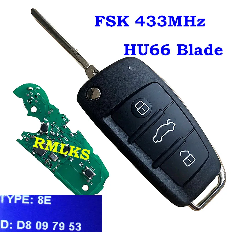 Пульт дистанционного управления RMLKS Floding 8E0 837 220Q 315 МГц 433 868 с чипом 8E подходит для