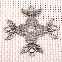 antique silver plated zinc alloy angel wing bow metal pendant charms for jewelry making handmade diy necklace accessories