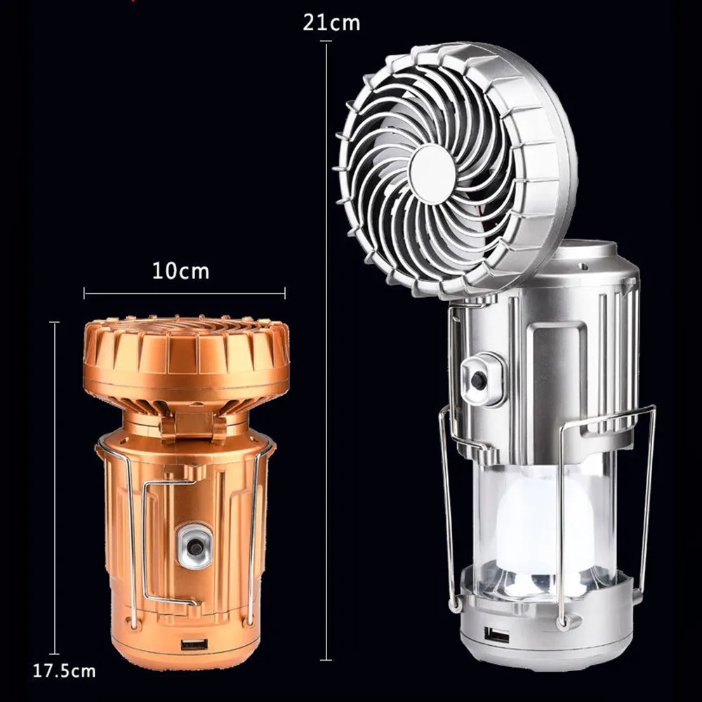 

6 In 1 Portable LED Camping Light With Fan Solar Charge Hanging Hanging Tent Lamp Fish Flashlight For Outdoor