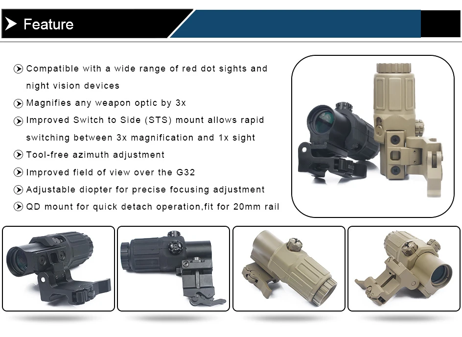 ET Style G33 3X лупа голографический Rilescope прицел красная точка рефлекторный
