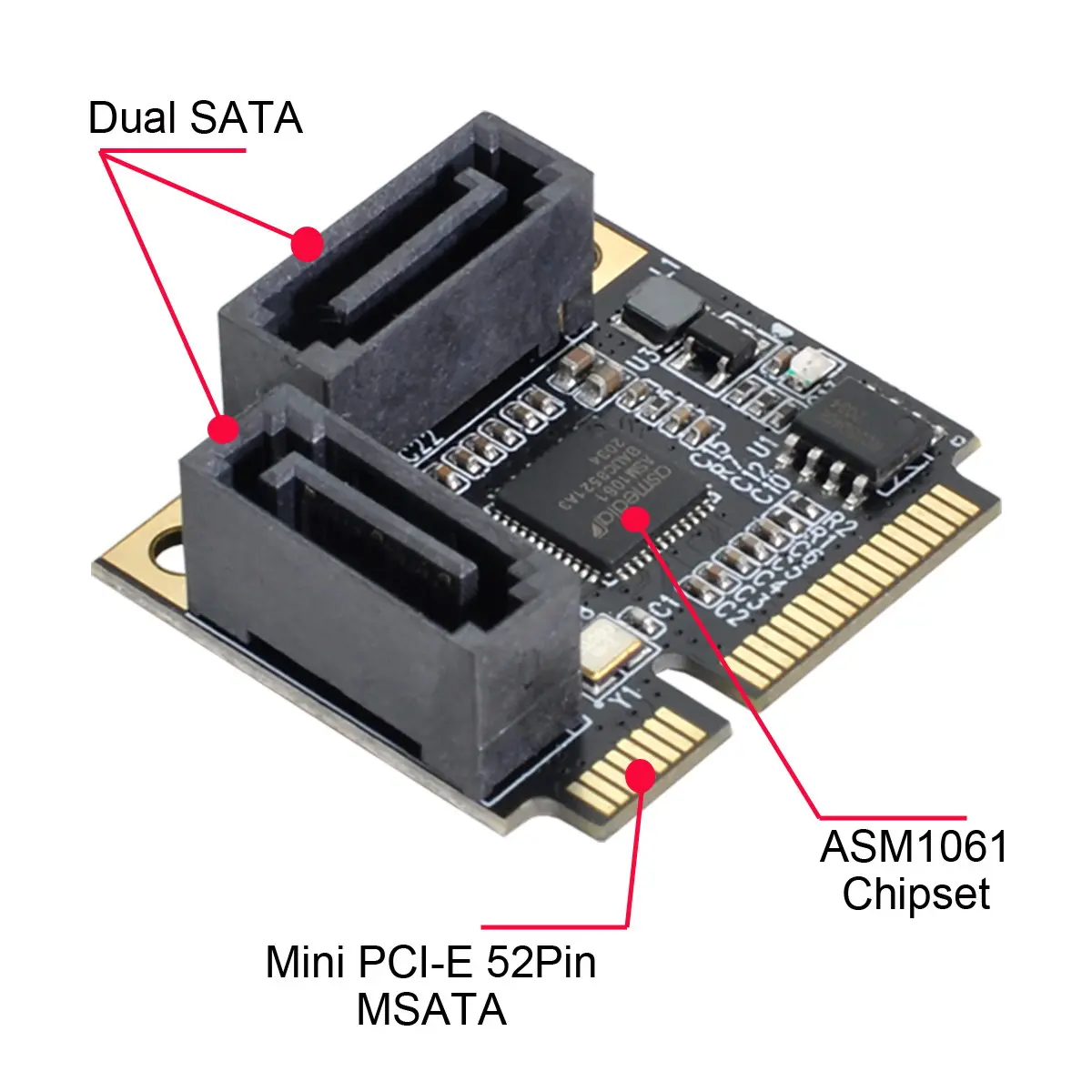 Адаптер Mini PCI-E PCI Express на SATA 3 0 с двумя портами | Компьютеры и офис