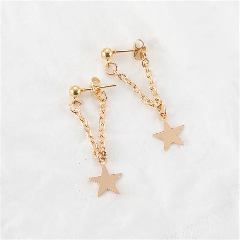 Серьги-цепочки со звездами ювелирные изделия с кисточками для девушек простые