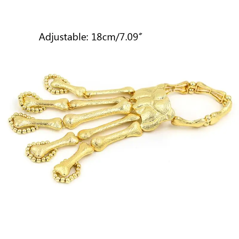 

Halloween Hand Chain Metal Talon Skeleton Finger Bracelet Women Girls Skull Wristband Jewelry Gift