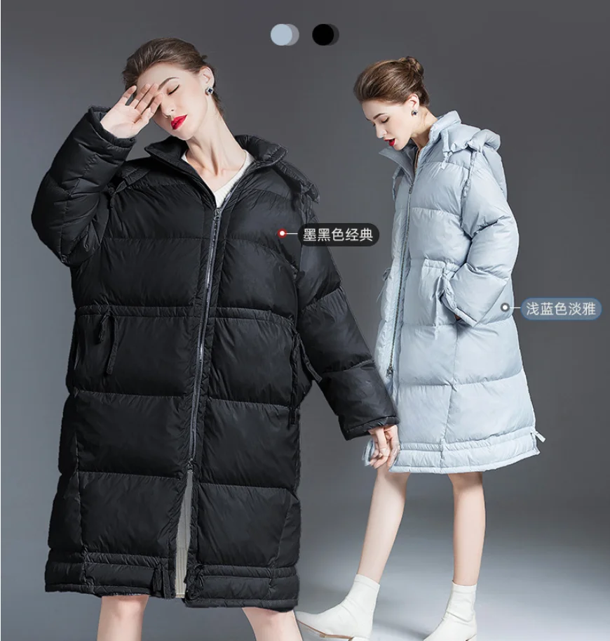 2020 Европейская станция размера плюс синяя одежда новый зимний пуховик черный
