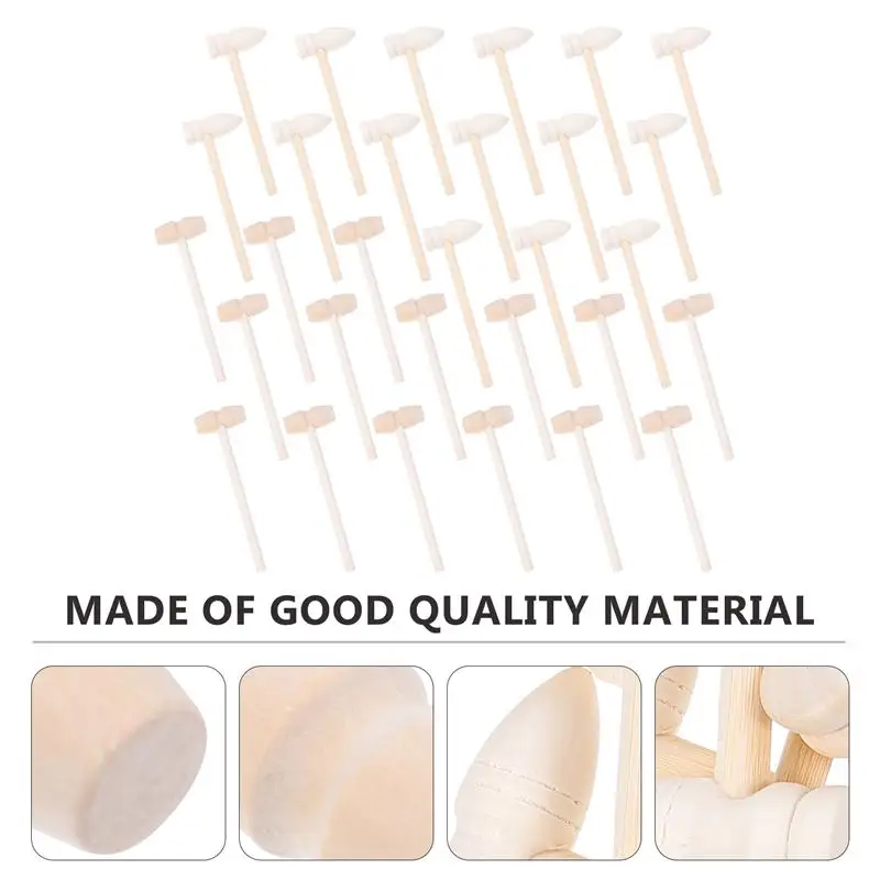 

30Pcs Wooden Hammers Small Wood Mallets Educational Pounding Toys Gavel Toys