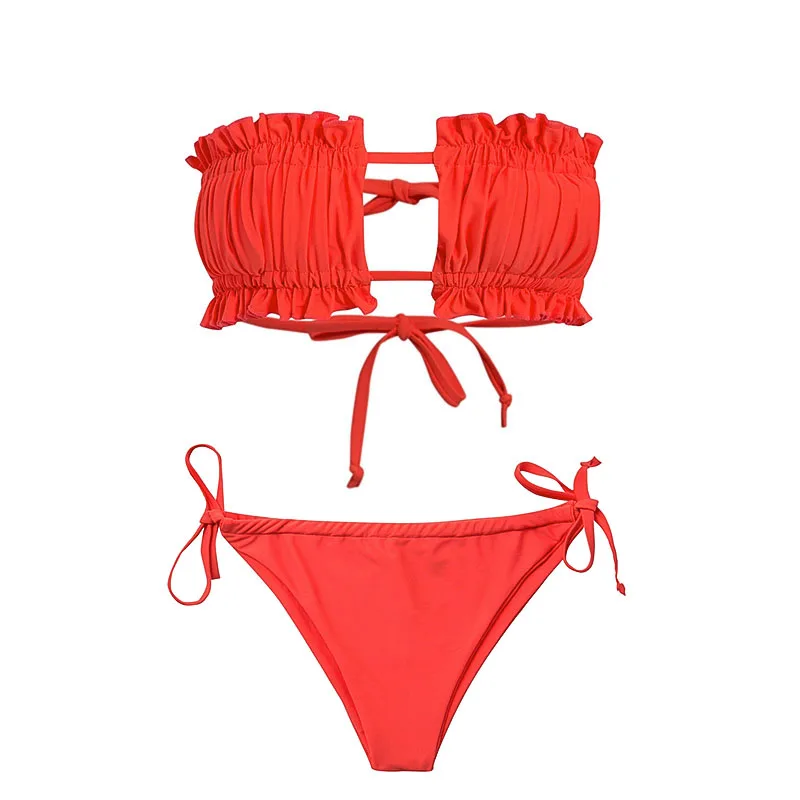 Misswim пикантное микро-бикини Строка бикини неоновый купальник с высоким вырезом без бретелек Push Up Купальники для женщин, купальный костюм