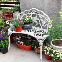 Love seat cast aluminum leisure chair park yard bench garden seat for outdoor furniture decoration rose design Bronze