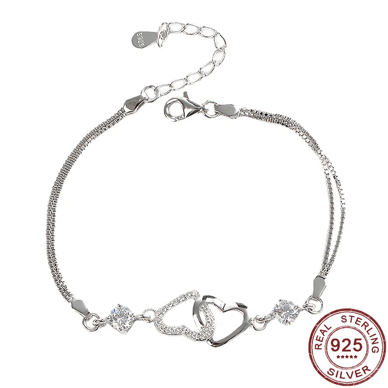 Женский браслет из серебра 925 пробы с фианитами|Гибкие и жесткие браслеты| |