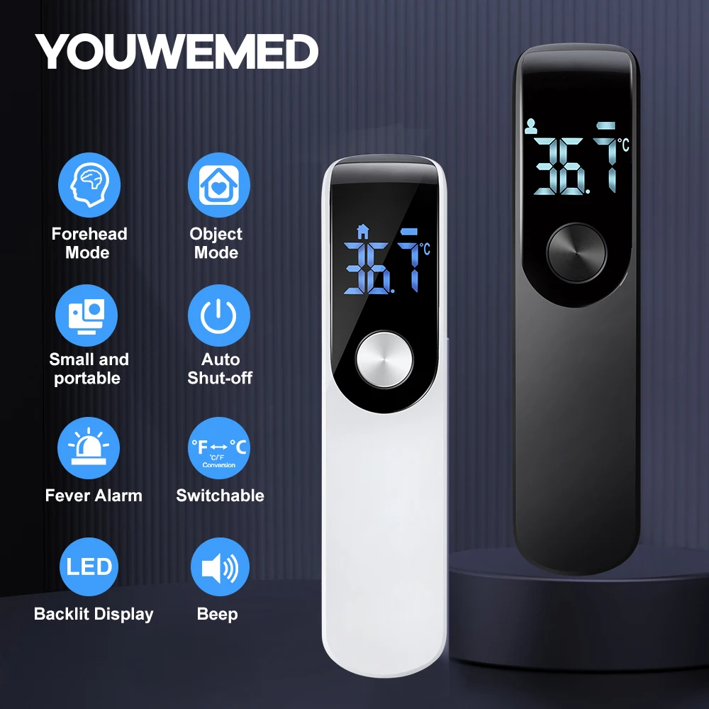 Цифровой инфракрасный термометр YouWeMed для лба и ушей, Бесконтактный медицинский термометр для тела, инфракрасный термометр с ЖК-дисплеем для взрослых и детей