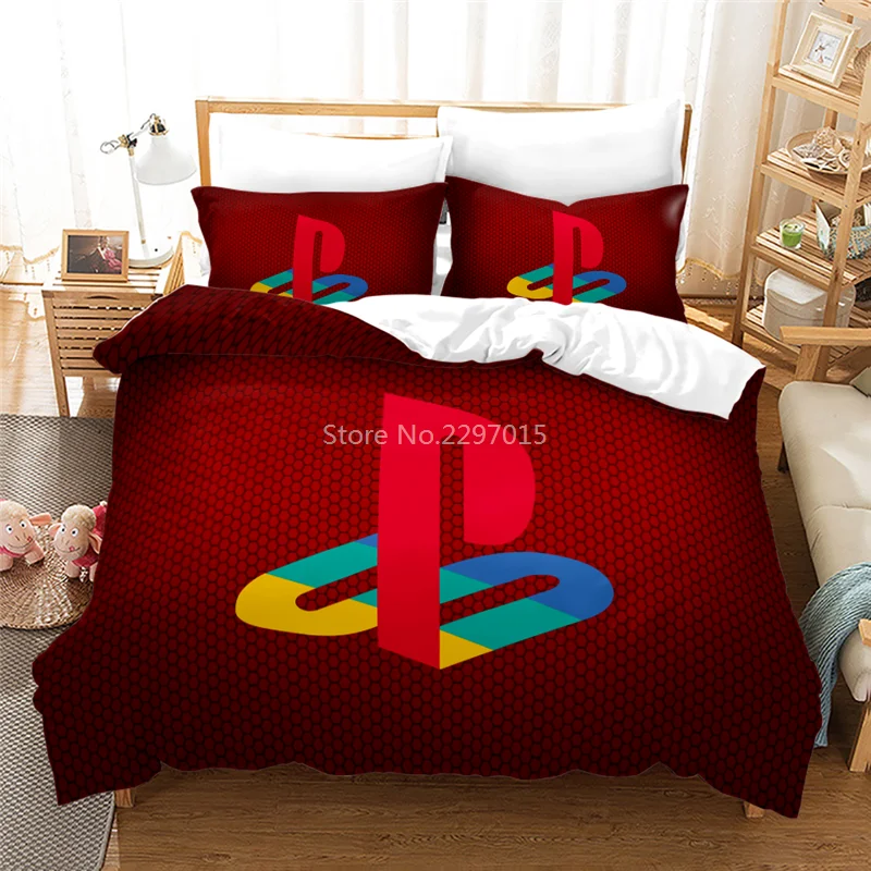 

Red PlayStation Pattern Bedding Set Games Printed Bed Linen Bedclothes Duvet Cover Pillowcase Twin Full Queen King Size 2/3pcs
