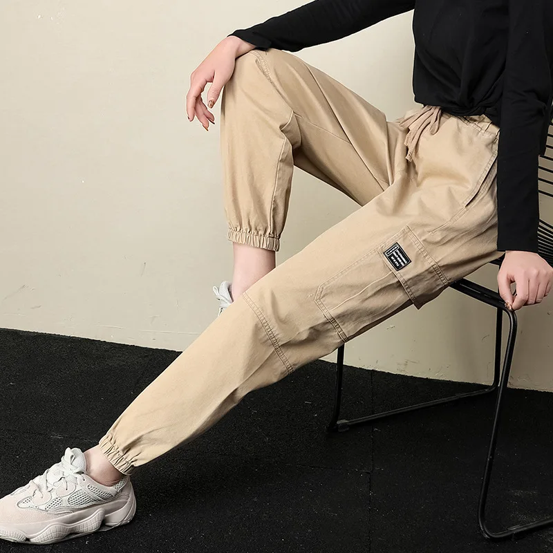 

Брюки женские на весну и осень, Новые повседневные брюки-карго, женские свободные брюки с широкими штанинами