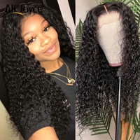 deep curly 4x4 closure lace wig for black women 13x1 t part lace wig natural black color remy hair wig brazillian human hair wig