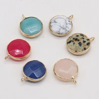 natural stone pendant round faceted gilded exquisite agates charms for jewelry making diy bracelet necklace earring accessories