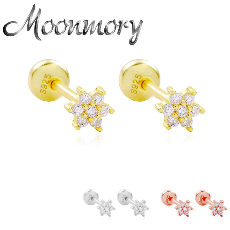 

Moonmory 925 Sterling Silver White Zircon Flowers Bead Stud Earring For Girl Christmas Gift Hot Sale Plant Tiny Brincos Jewelry