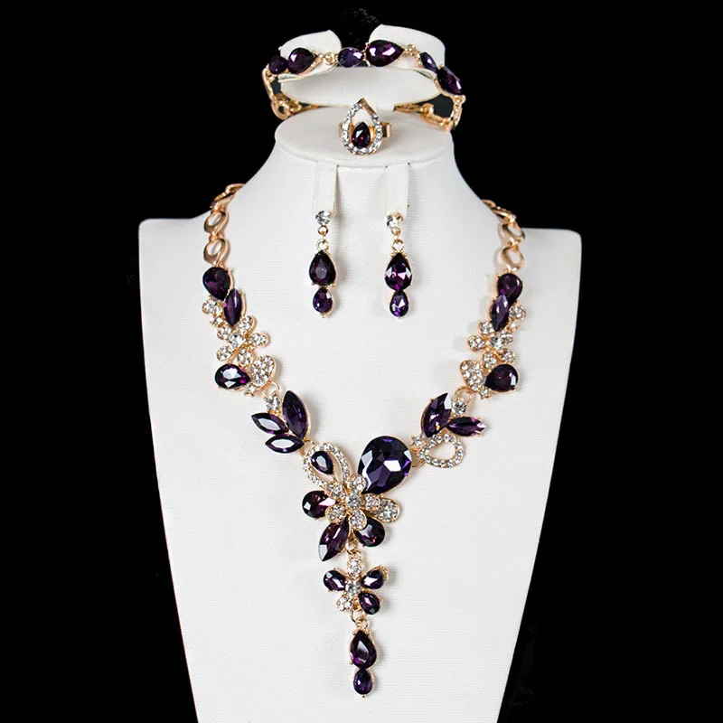 Ювелирный набор с кристаллами и драгоценными камнями женское легкое роскошное