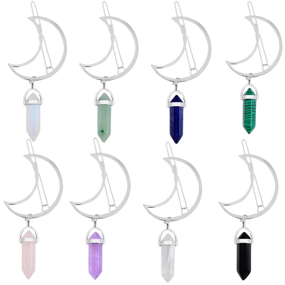 1 шт. шестигранный Стразы заколки для волос кулон новые металлические Луна