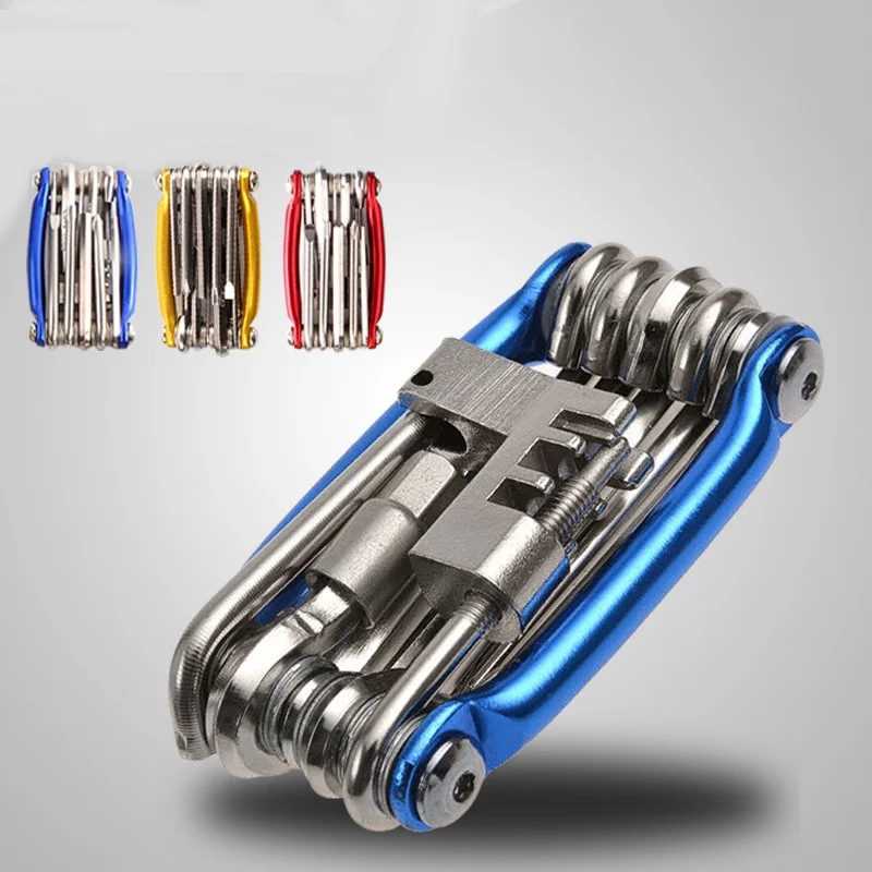 

11 In 1 Folding Bicycle Tire Repair Kits Tool Multitool Bicycle Wrench Screwdriver Chain Cutter Cycling Tools Set Accessories
