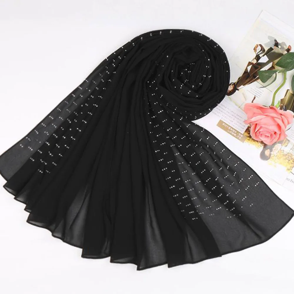 Хиджаб шарф 2020 зимнее пончо Женская мода мусульманские длинные шифоновые шали с