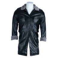 changniu vintage mens leather jackets long full sleeve faux fur inside autumn winter warm pu leather jackets casual outwear