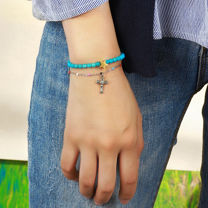 Женский браслет с подвеской Baoyan из нержавеющей стали серебряного цвета