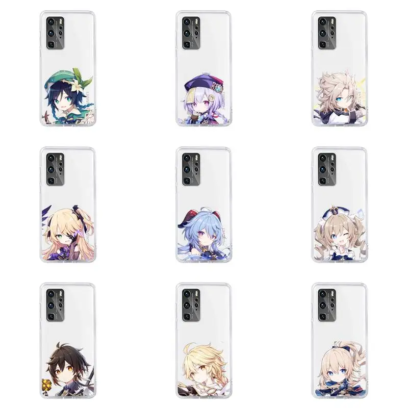 

Genshin impact cute cartoon Phone Case For Huawei P40 P30 P20 Mate Honor 10i 30 20 i 10 40 8x 9x Pro Lite Transparent Cover