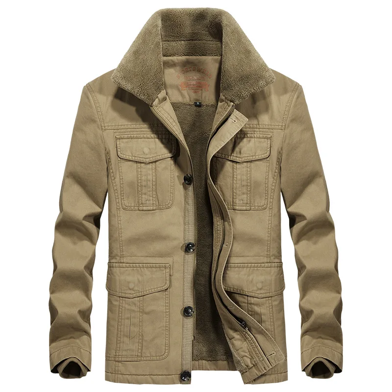 Зимняя мужская куртка парка пальто толстые теплые флисовые куртки военная для