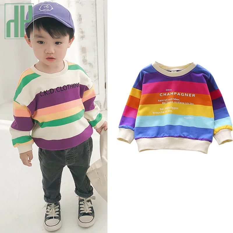 Толстовки с капюшоном для девочек Осенняя детская толстовка в полоску рисунком